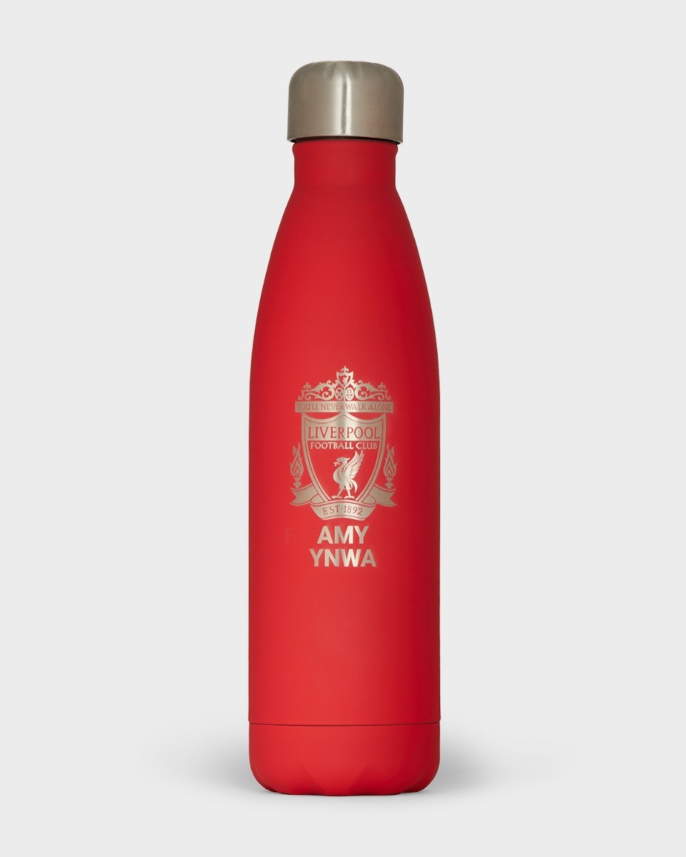 LFC Crest Personalised Red Stainless Steel Water Bottle OS