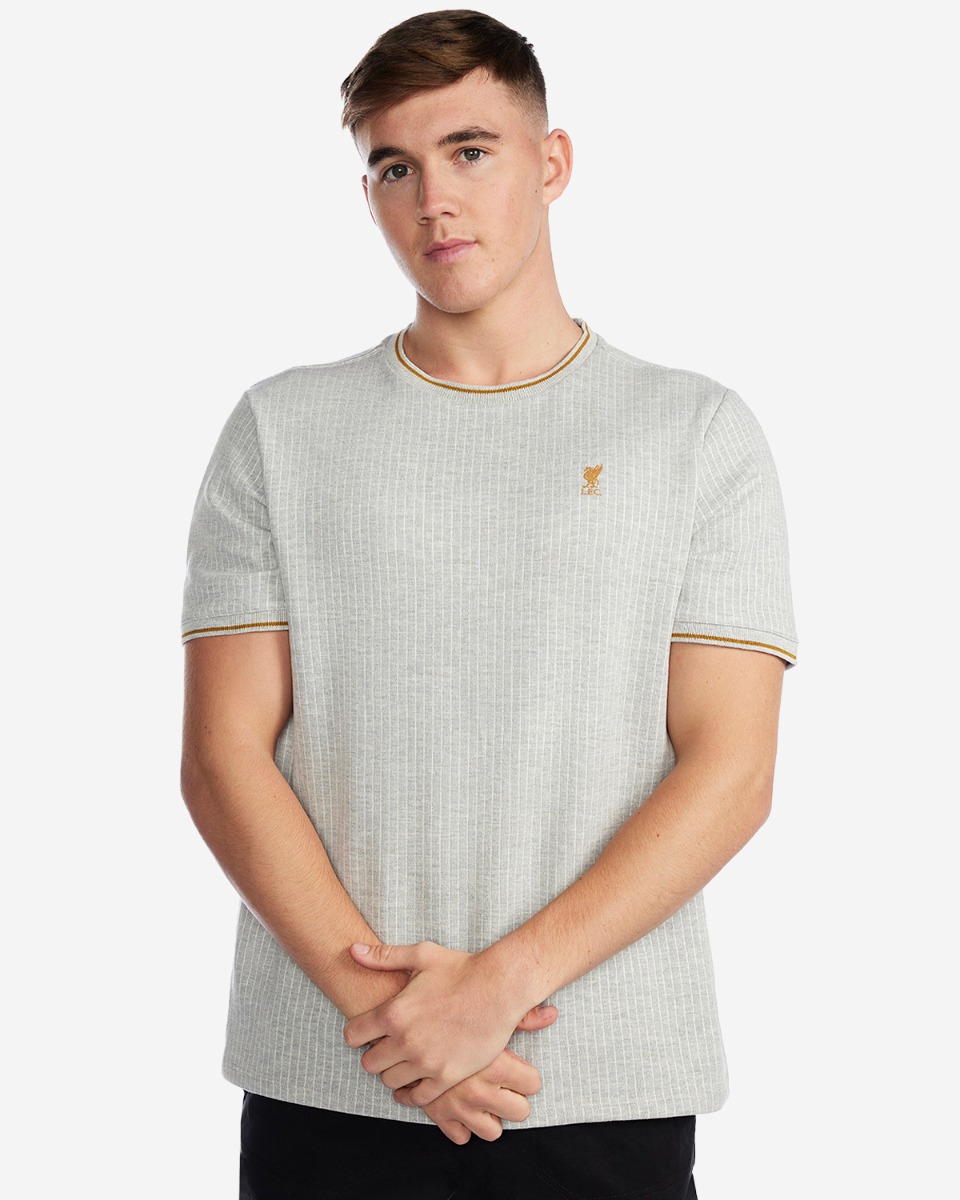 LFC Mens Stripe Tee Grey Marl S