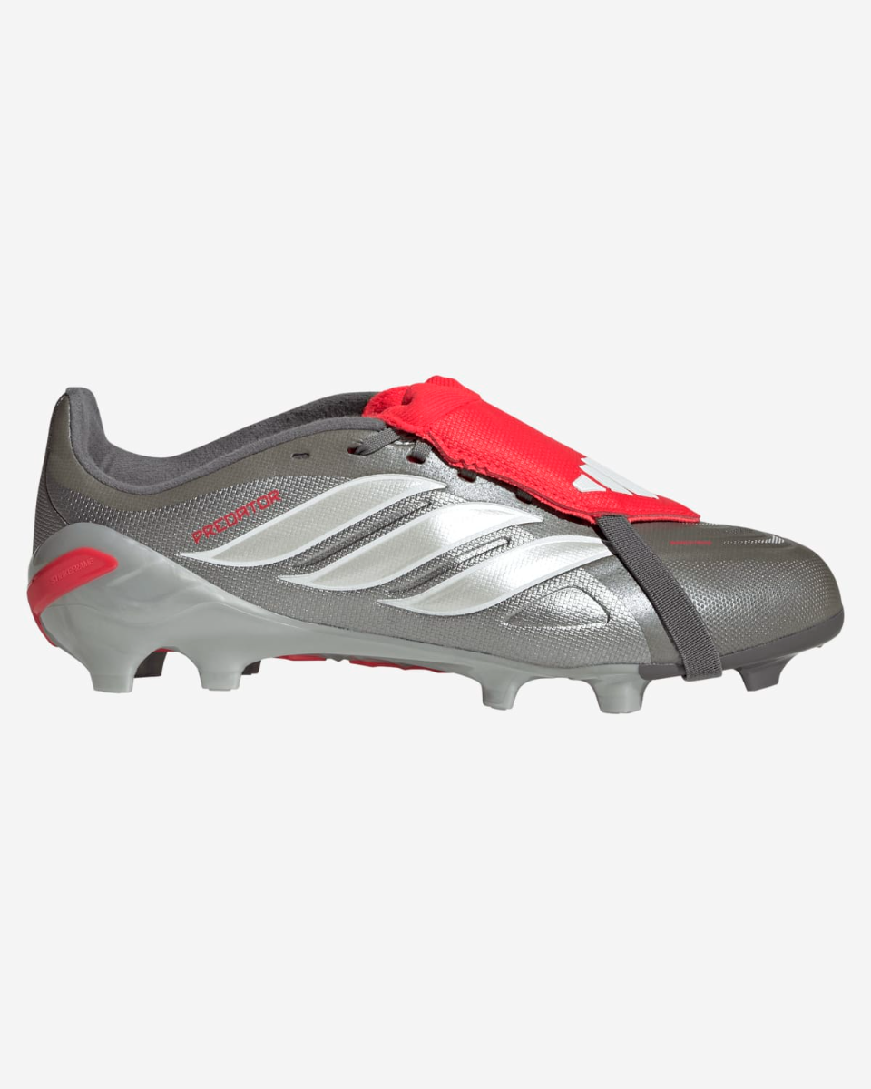 Adidas Grey/Red Predator Fold Over Tongue Academy Firm Ground Football Boots Childrens - C13 (31.5) - Image 2