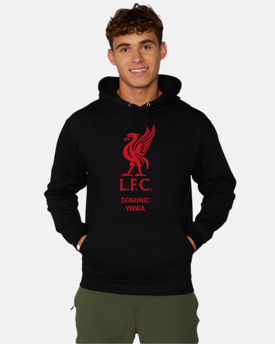 LFC Red Liverbird Personalised Black Hoody XXXXL