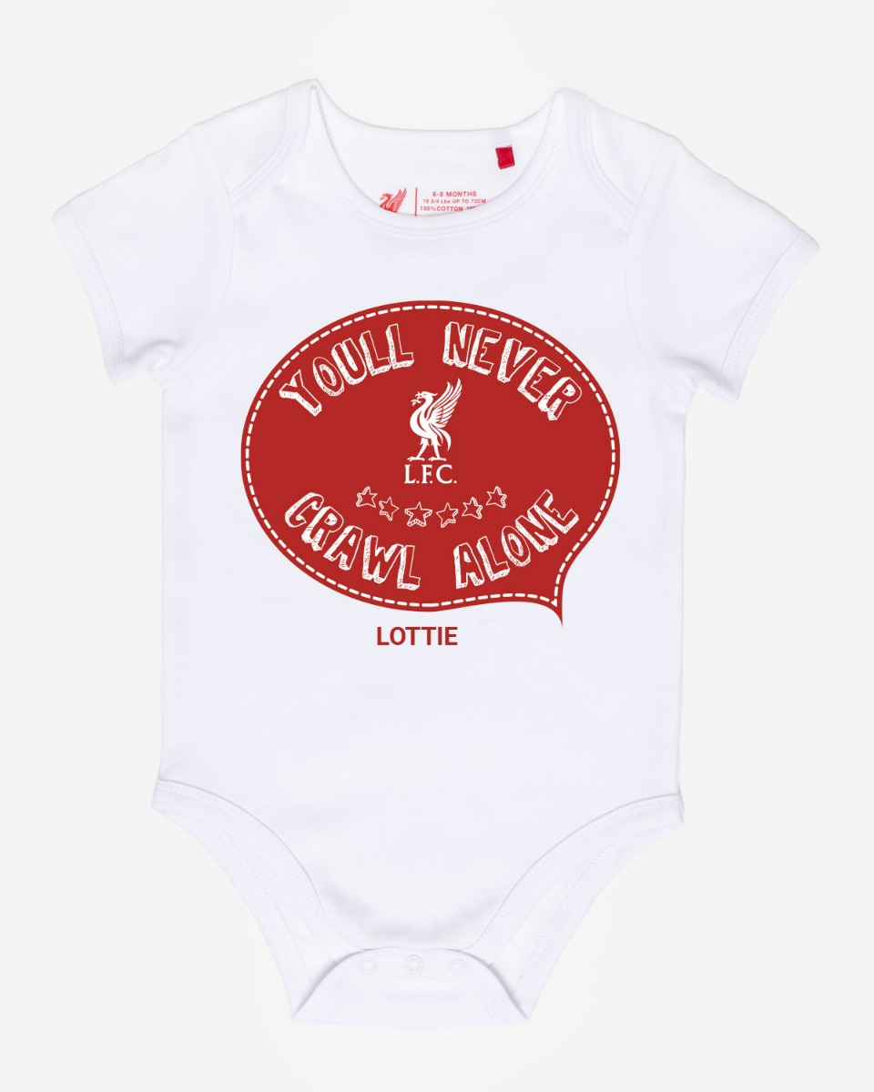 LFC Baby Personalised You'll Never Crawl Alone Bodysuit White NB