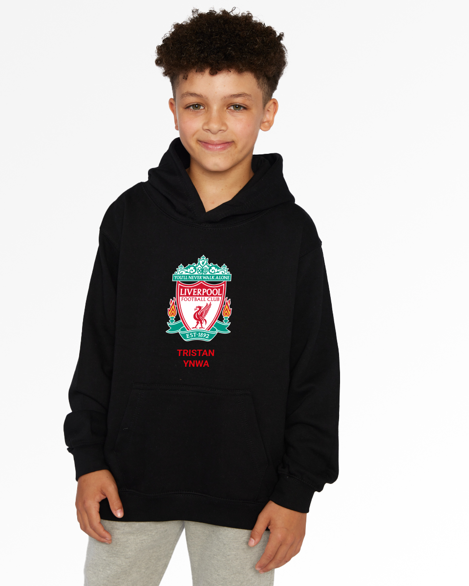 LFC Junior Crest Personalised Black Hoody 9-10