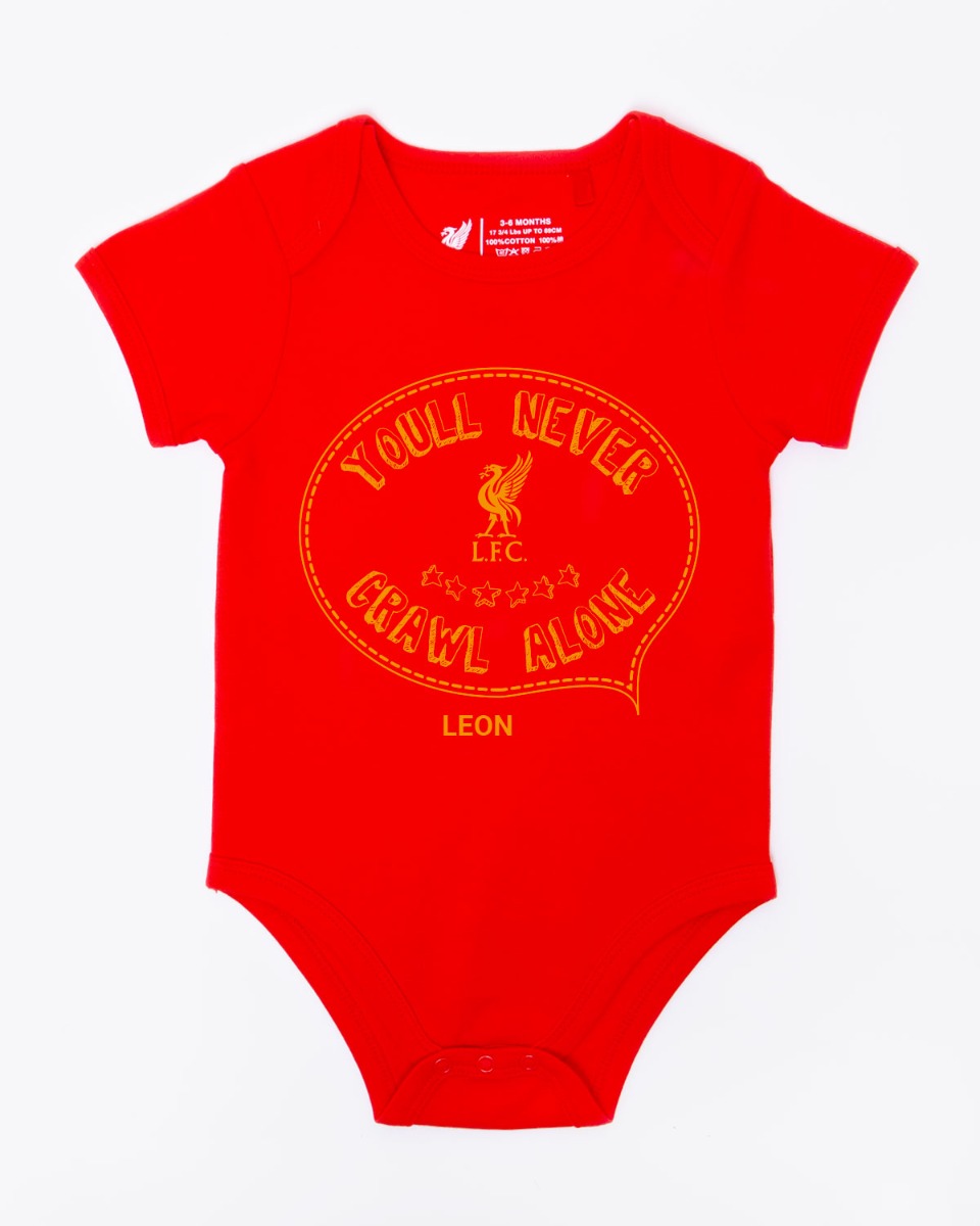 LFC Baby Personalised You'll Never Crawl Alone Bodysuit Red NB