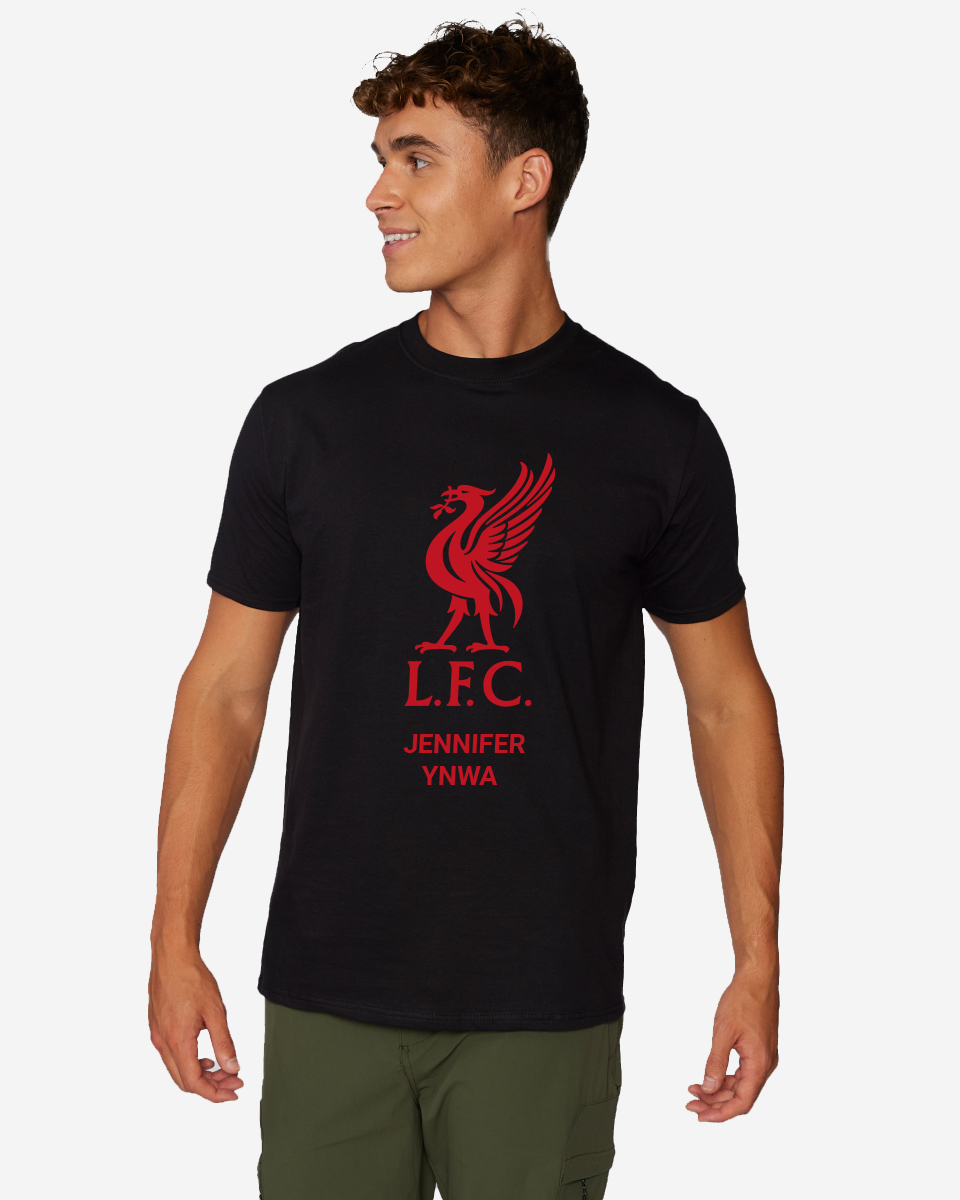 LFC Red Liverbird Personalised Black Tee XXXXL