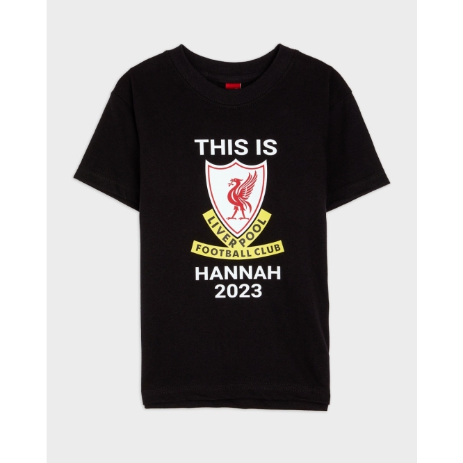 LFC Junior This Is Anfield Personalised Black Tee 9-10