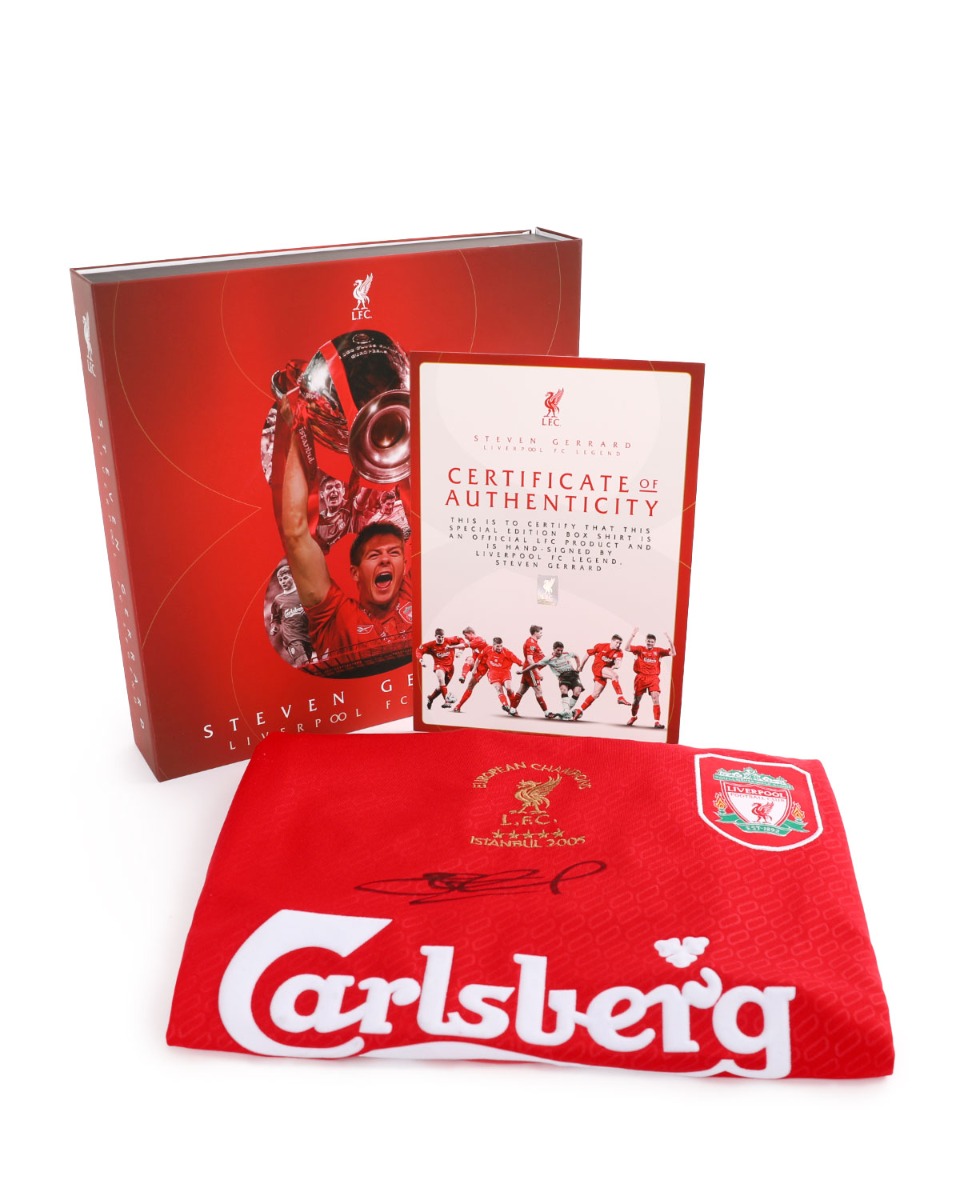 LFC Signed Gerrard Boxed Shirt OS