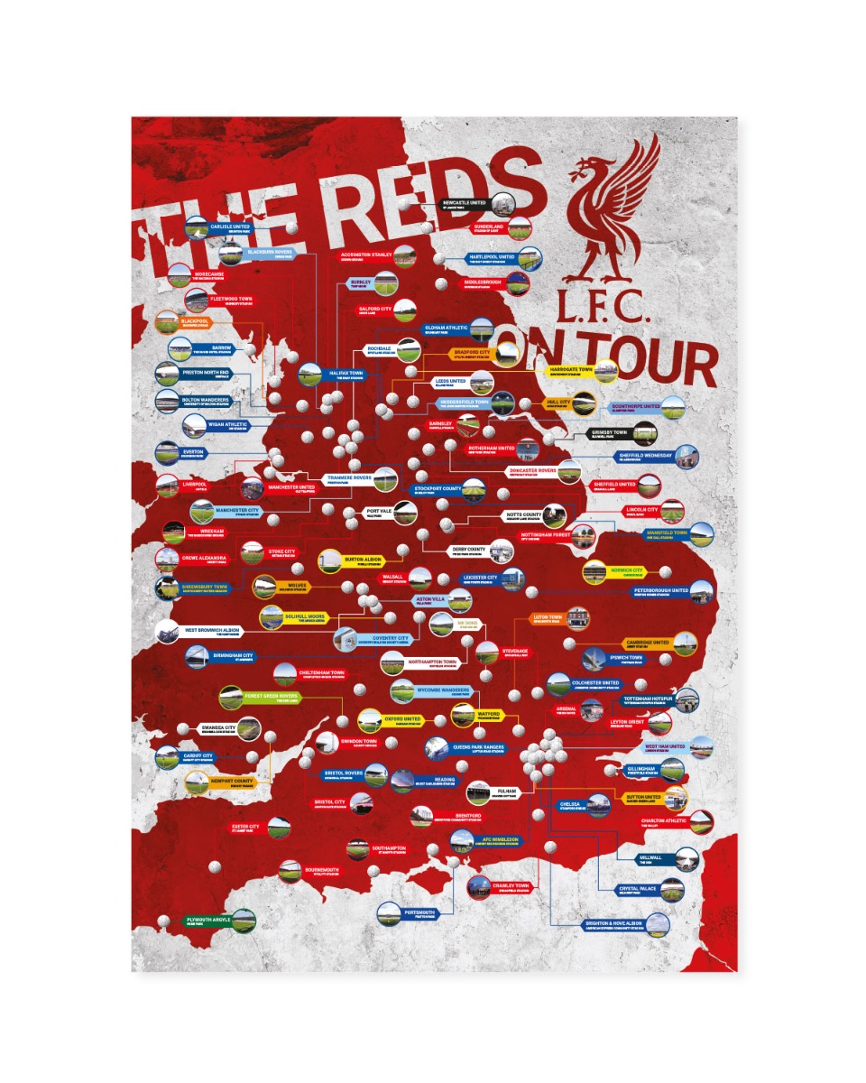 LFC Away Days Scratch Wall Chart O